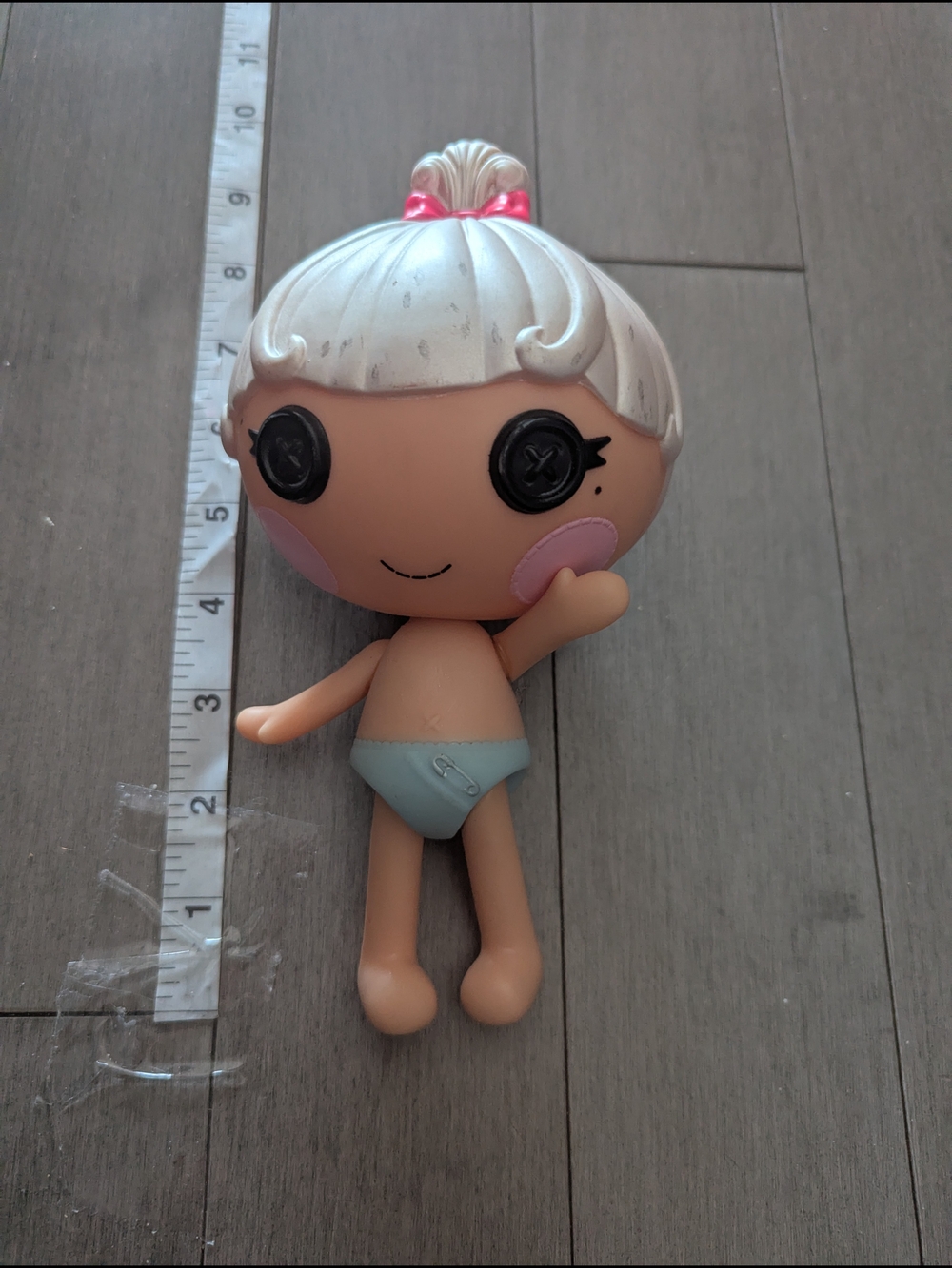 Silver-Haired Baby Doll with Light Blue Diaper - Kids Toy